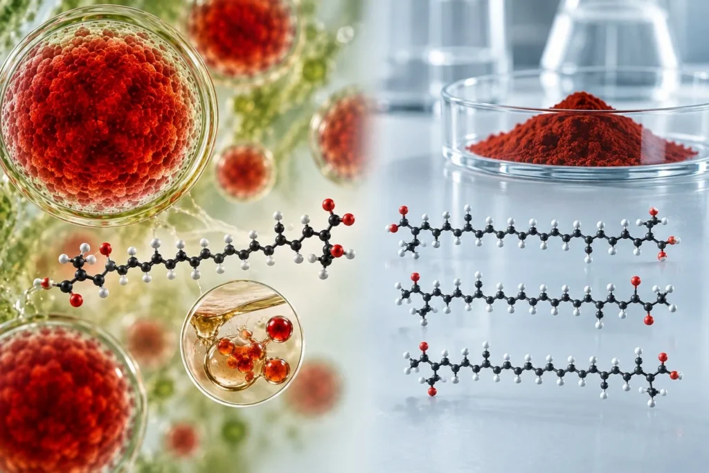 astaxanthin microalgae chemical structure powder