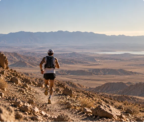 man trail running desert