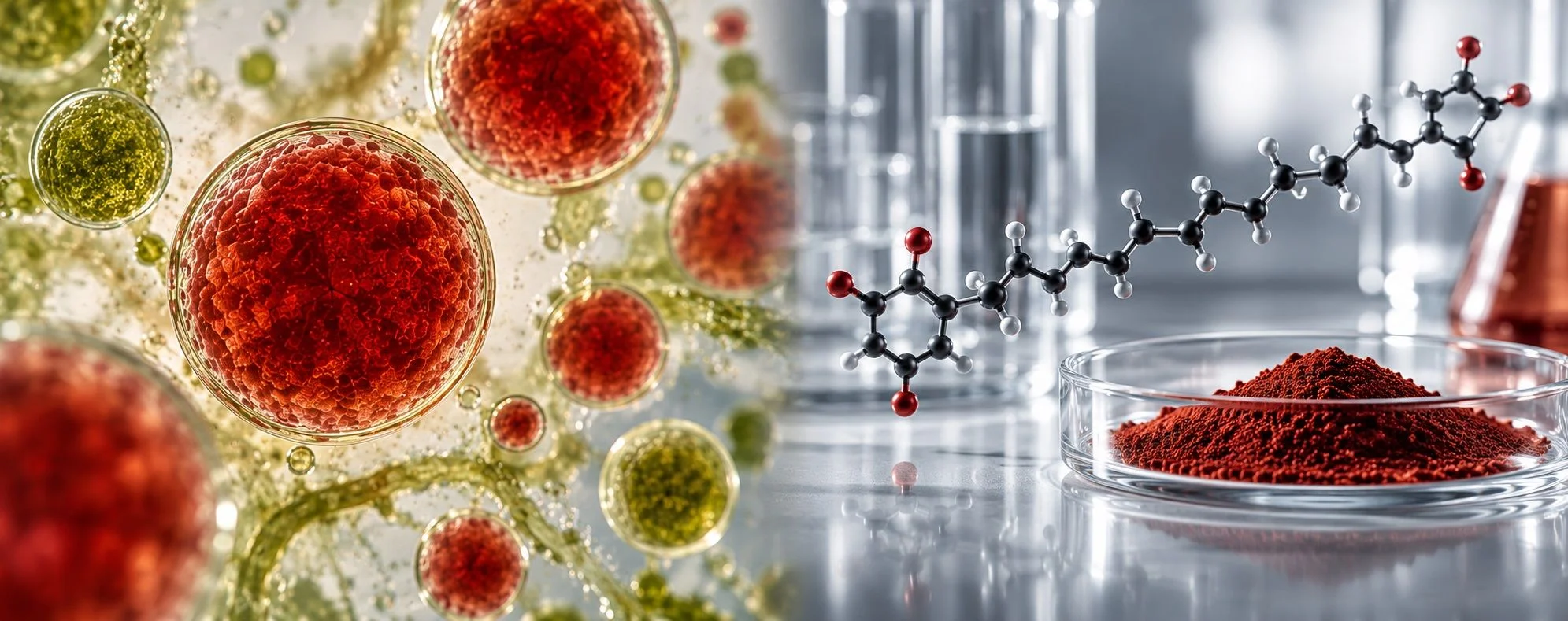 microalgae cells molecular model lab compound