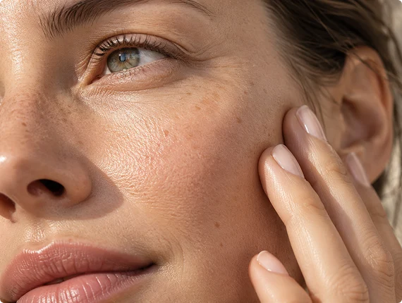 woman natural skin freckles