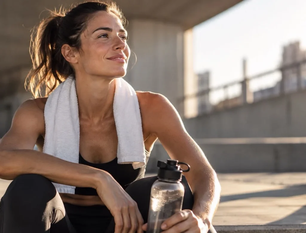 woman resting after workout sunlight
